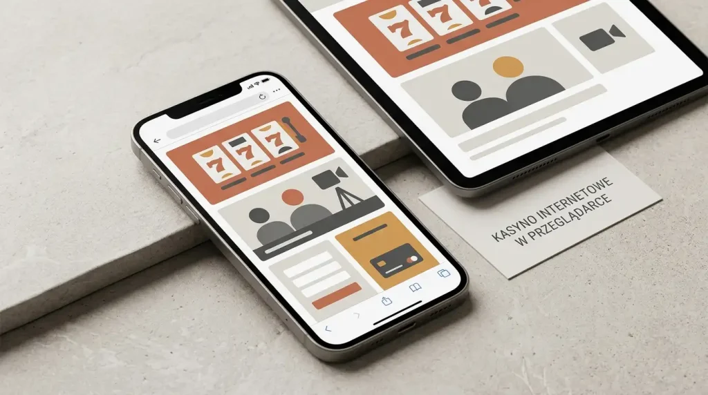 Neutralna ilustracja kasyna online używanego w mobilnej przeglądarce