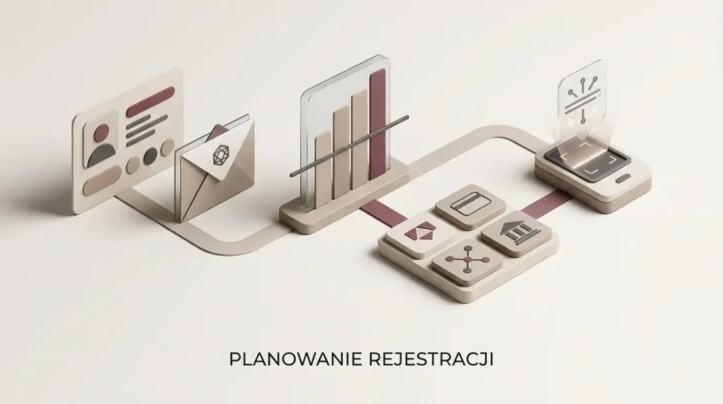 Neutralna ilustracja planowania rejestracji i ustawień konta