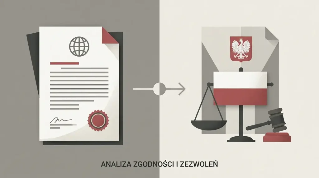 Neutralna ilustracja porównująca zagraniczną licencję z polskim kontekstem regulacyjnym