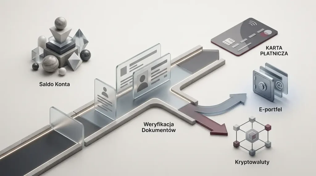 Neutralna ilustracja procesu wypłaty i kontroli dokumentów